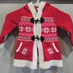 Little Lass Red Girls Sweater 24 Months